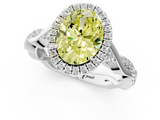 White gold Fancy Yellow Oval  Halo Twist Band Solitaire Ring_21