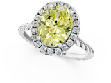 White gold Fancy Yellow Oval  Halo Twisted Band Four-Prong Diamond Ring_21