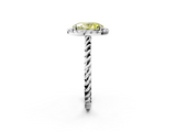 White gold Fancy Yellow Oval  Halo Twisted Band Four-Prong Diamond Ring_22