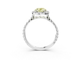 White gold Fancy Yellow Oval  Halo Twisted Band Four-Prong Diamond Ring_23
