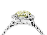 White gold Fancy Yellow Oval  Halo Twisted Band Four-Prong Diamond Ring_24