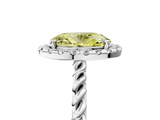 White gold Fancy Yellow Oval  Halo Twisted Band Four-Prong Diamond Ring_25