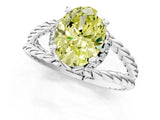 White gold Fancy Yellow Oval  Halo Twisted Band Four-Prong Ring_57