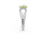 White gold Fancy Yellow Oval  Halo Twisted Band Four-Prong Ring_58