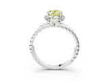 White gold Fancy Yellow Oval  Halo Twisted Band Four-Prong Ring_59