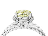 White gold Fancy Yellow Oval  Halo Twisted Band Four-Prong Ring_60