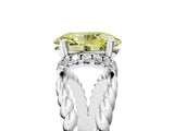White gold Fancy Yellow Oval  Halo Twisted Band Four-Prong Ring_61