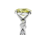 White gold Fancy Yellow Oval  Milgrain Bezel Diamond Engagement Ring with Solitaire Prong Setting_160