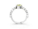 White gold Fancy Yellow Oval  Milgrain Marquise Diamond Twist Band Ring_65
