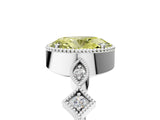 White gold Fancy Yellow Oval  Milgrain Marquise Diamond Twist Band Ring_67