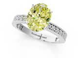 White gold Fancy Yellow Oval  Milgrain Pave Diamond Engagement Ring with Four-Prong Setting_148