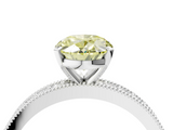 White gold Fancy Yellow Oval  Milgrain Pave Diamond Engagement Ring with Four-Prong Setting_151