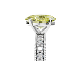 White gold Fancy Yellow Oval  Milgrain Pave Diamond Engagement Ring with Four-Prong Setting_152