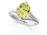 White gold Fancy Yellow Oval  Solitaire Beaded Band Six-Prong Setting_1