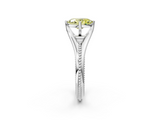 White gold Fancy Yellow Oval  Solitaire Beaded Band Six-Prong Setting_2