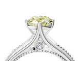 White gold Fancy Yellow Oval  Solitaire Beaded Band Six-Prong Setting_4