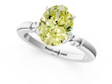 White gold Fancy Yellow Oval  Solitaire Beaded Band with Four-Prong Setting_65