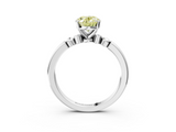 White gold Fancy Yellow Oval  Solitaire Beaded Band with Four-Prong Setting_67
