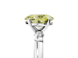 White gold Fancy Yellow Oval  Solitaire Beaded Band with Four-Prong Setting_69