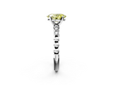White gold Fancy Yellow Oval  Solitaire Bezel Accent Diamond Engagement Ring with Beaded Band and Four-Prong Setting_60
