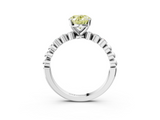 White gold Fancy Yellow Oval  Solitaire Bezel Accent Diamond Engagement Ring with Beaded Band and Four-Prong Setting_61