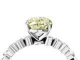 White gold Fancy Yellow Oval  Solitaire Bezel Accent Diamond Engagement Ring with Beaded Band and Four-Prong Setting_62