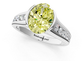 White gold Fancy Yellow Oval  Solitaire Bezel-Set Diamond Ring with Channel-Set Band_38