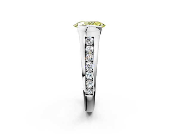 White Gold Oval Half Bezel Engagement Ring Setting for Fancy Yellow Center