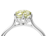 White gold Fancy Yellow Oval  Solitaire Cathedral Diamond Ring with Six-Prong Setting_21