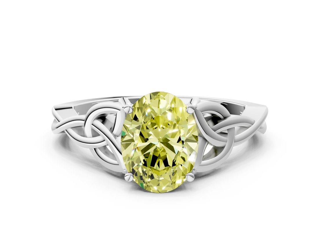 White gold Fancy Yellow Oval  Solitaire Celtic Knot Engagement Ring with Four-Prong Setting_41