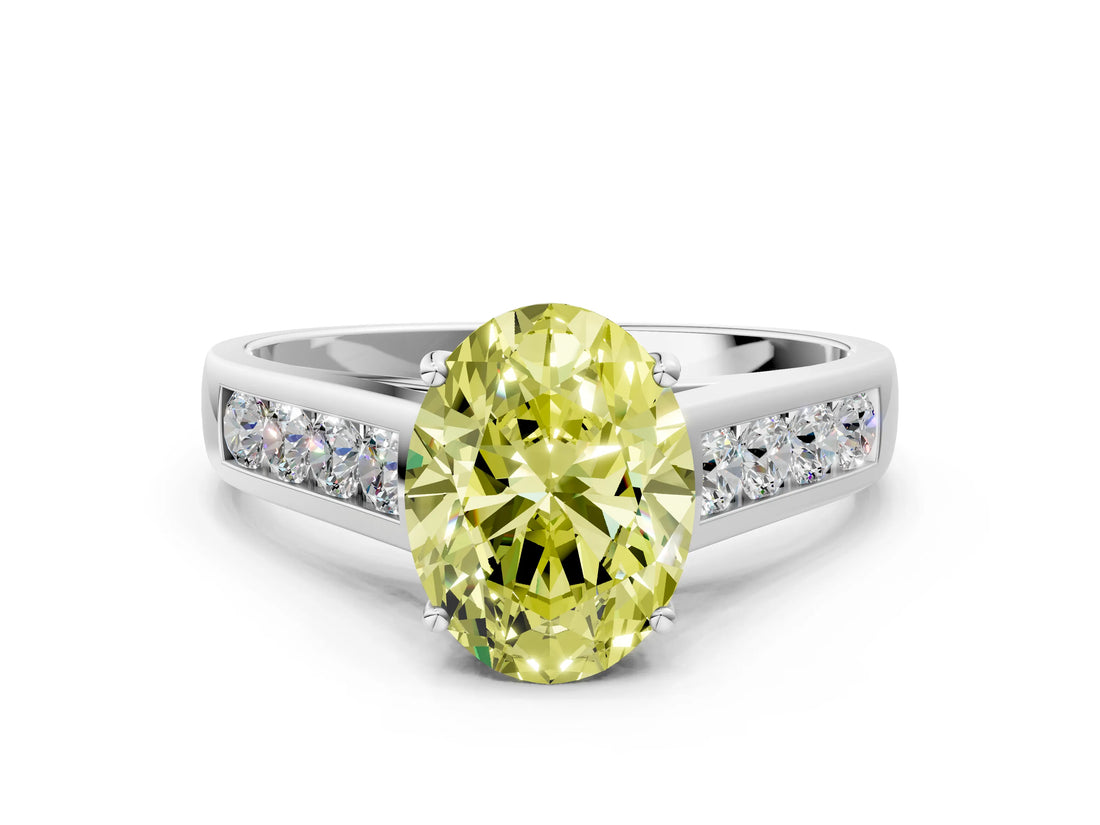 White gold Fancy Yellow Oval  Solitaire Channel-Set Diamond Engagement Ring with Four-Prong Setting_32