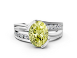 White gold Fancy Yellow Oval  Solitaire Channel-Set Split Shank Ring with Tension Prong Setting_3