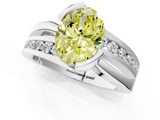 White gold Fancy Yellow Oval  Solitaire Channel-Set Split Shank Ring with Tension Prong Setting_4