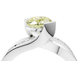 White gold Fancy Yellow Oval  Solitaire Channel-Set Split Shank Ring with Tension Prong Setting_7