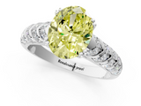 White gold Fancy Yellow Oval  Solitaire Chevron Pave Diamond Engagement Ring with Six-Prong Setting_4