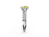 White gold Fancy Yellow Oval  Solitaire Chevron Pave Diamond Engagement Ring with Six-Prong Setting_5
