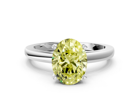 White gold Fancy Yellow Oval  Solitaire Diamond Engagement Ring with Four-Prong Setting on a Classic Band_3