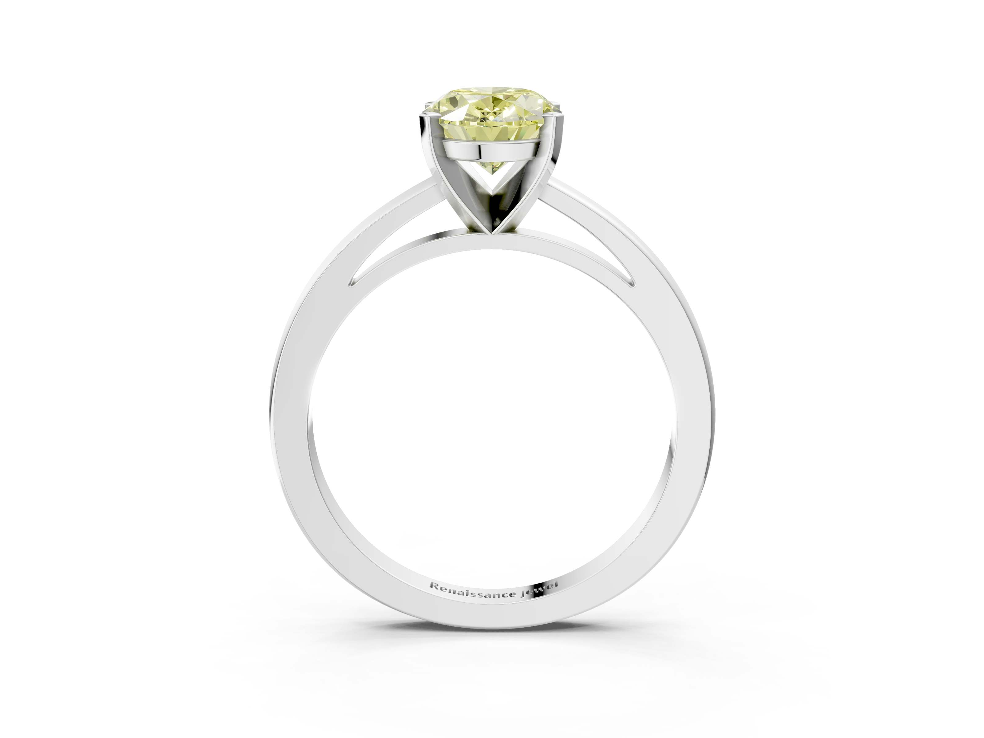 White gold Fancy Yellow Oval  Solitaire Diamond Engagement Ring with Four-Prong Setting on a Classic Band_6