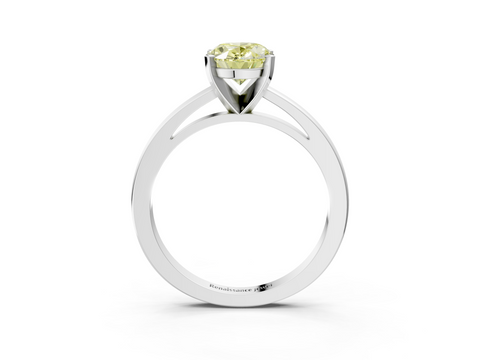 White gold Fancy Yellow Oval  Solitaire Diamond Engagement Ring with Four-Prong Setting on a Classic Band_6