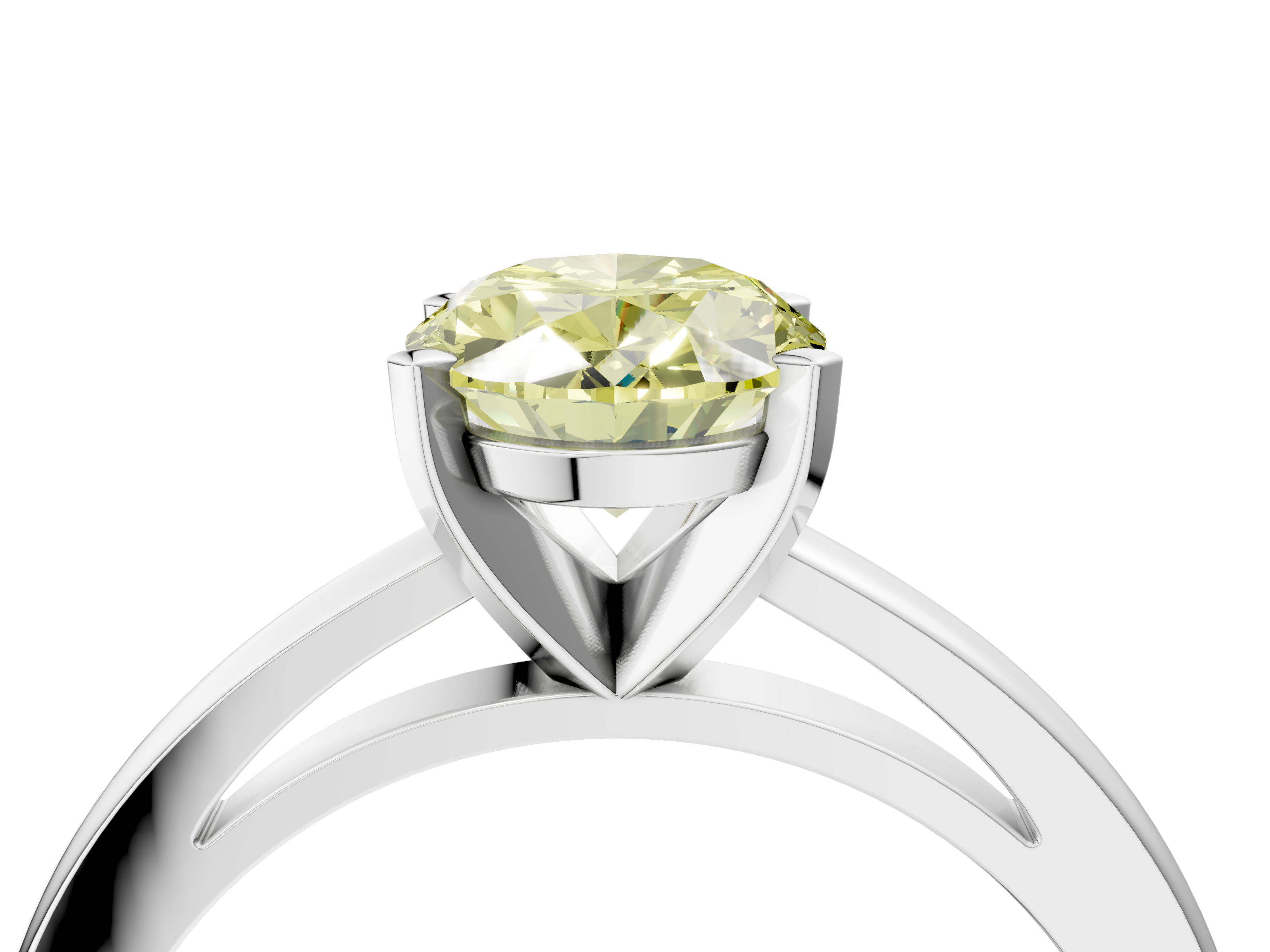 White gold Fancy Yellow Oval  Solitaire Diamond Engagement Ring with Four-Prong Setting on a Classic Band_7
