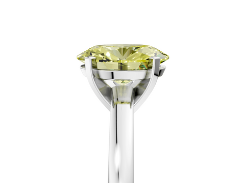 White gold Fancy Yellow Oval  Solitaire Diamond Engagement Ring with Four-Prong Setting on a Classic Band_8