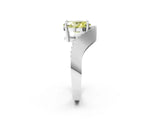White gold Fancy Yellow Oval  Solitaire Diamond Engagement Ring with Pave Band and Four-Prong Setting 2
