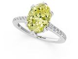 White gold Fancy Yellow Oval  Solitaire Diamond Engagement Ring with Pave Band and Six-Prong Setting_21