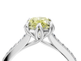 White gold Fancy Yellow Oval  Solitaire Diamond Engagement Ring with Pave Band and Six-Prong Setting_24