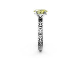 White gold Fancy Yellow Oval  Solitaire Diamond Engagement Ring with XO Engraved Band and Four-Prong Setting 2