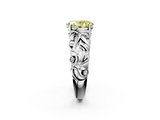 White gold Fancy Yellow Oval  Solitaire Diamond Leaf Vine Band with Prong Setting_61