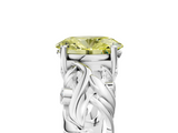White gold Fancy Yellow Oval  Solitaire Diamond Leaf Vine Band with Prong Setting_64