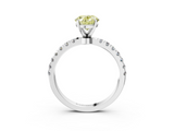 White gold Fancy Yellow Oval  Solitaire Diamond Pavé Band with Four-Prong Setting_31