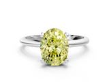 White gold Fancy Yellow Oval  Solitaire Diamond Ring with 4-Prong Setting on a Classic Band_3