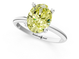 White gold Fancy Yellow Oval  Solitaire Diamond Ring with 4-Prong Setting on a Classic Band_4